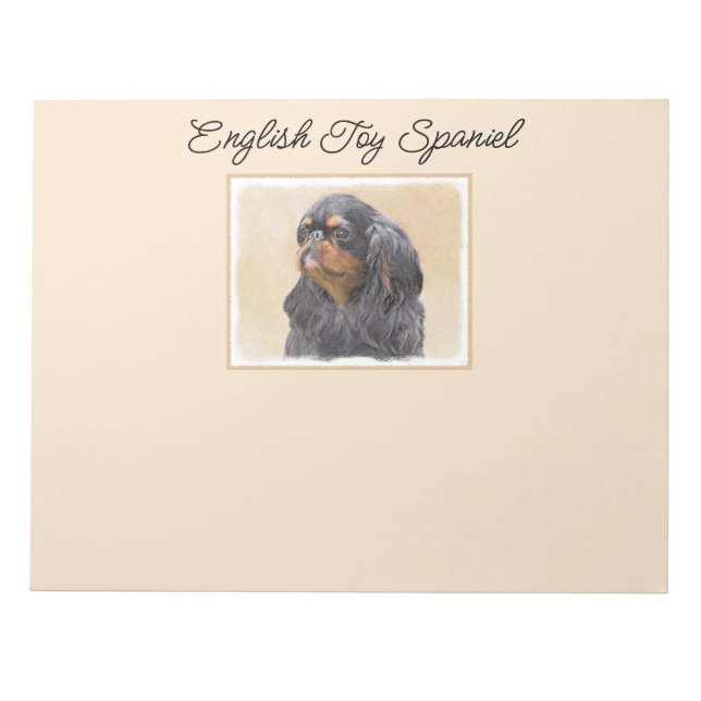 English Toy Spaniel Painting Original Animal Art Notepad (Front)