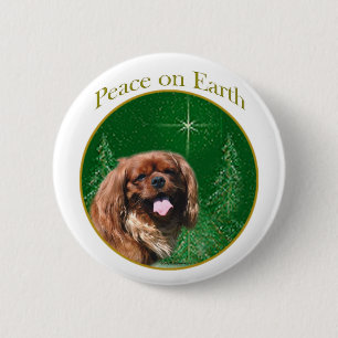 English Toy Spaniel Peace 6 Cm Round Badge