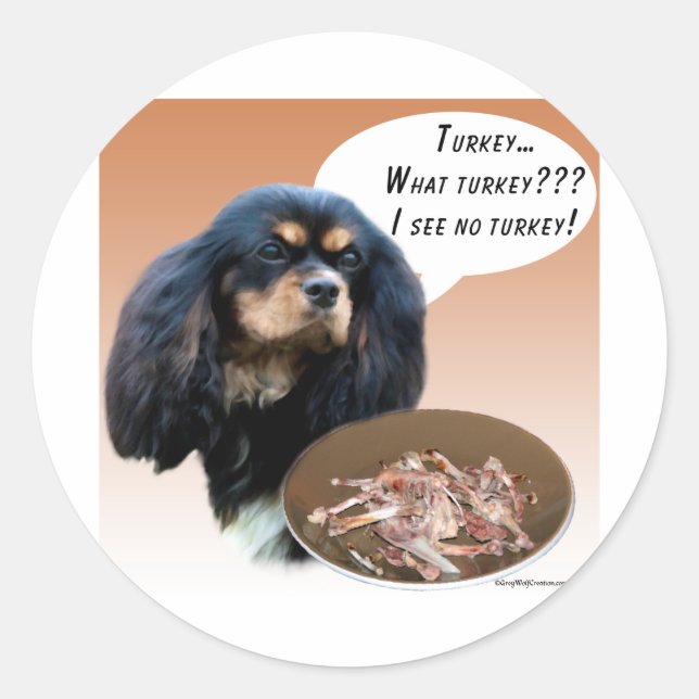 English Toy Spaniel Turkey Classic Round Sticker (Front)