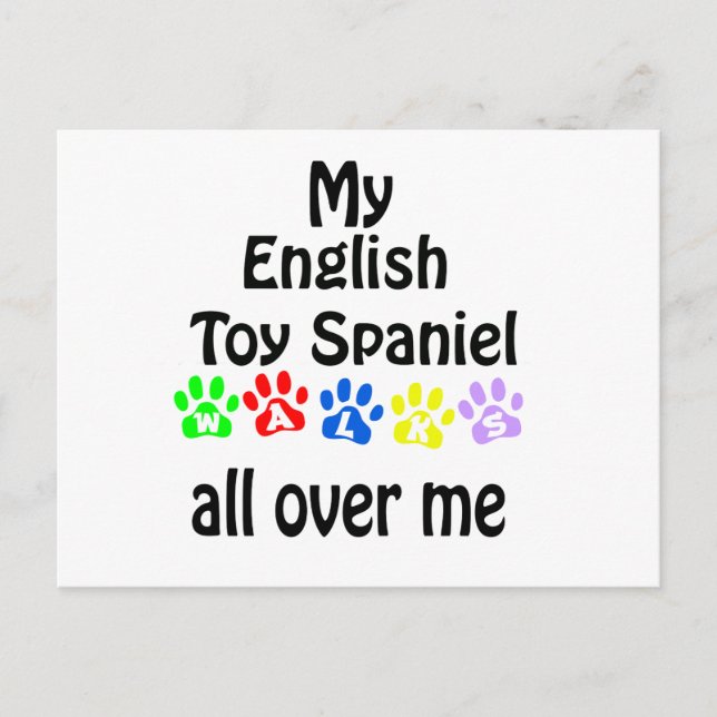 English Toy Spaniel Walks Design Postcard (Front)