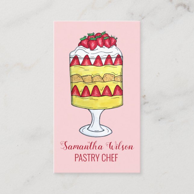 English Trifle Fruit Custard Dessert British Food Business Card (Front)