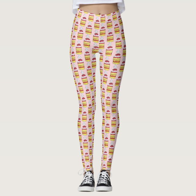 English Trifle Fruit Custard Dessert British Food Leggings (Front)