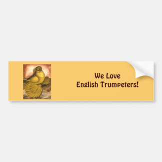English Trumpeter Pigeon Yellow Self Bumper Sticker