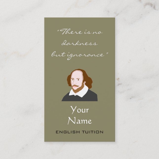 English Tutor Shakespeare Business Cards (Front)