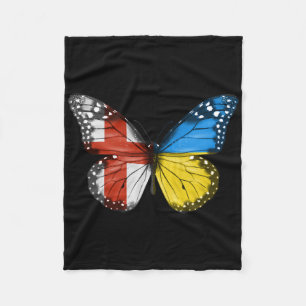 English Ukrainian Flag Butterfly England Ukraine Fleece Blanket