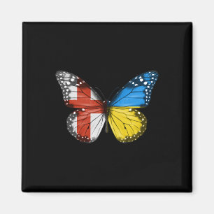English Ukrainian Flag Butterfly England Ukraine Magnet
