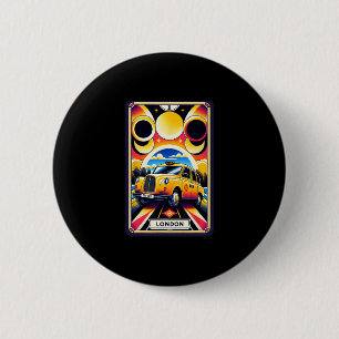 English Vacation And Black London Cab 6 Cm Round Badge