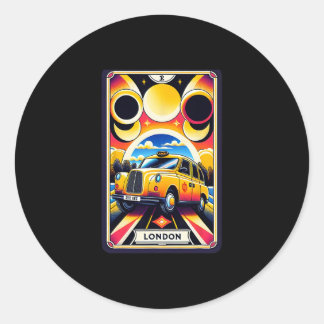 English Vacation And Black London Cab  Classic Round Sticker