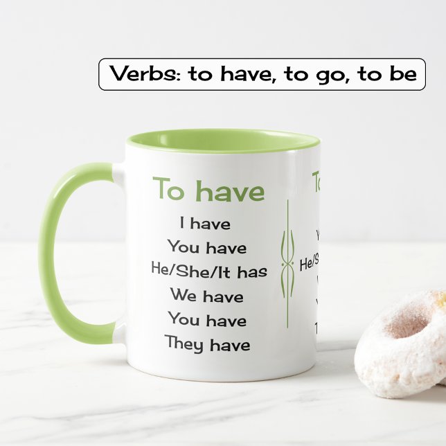 English verbs teacher or student Two-Tone coffee mug (Showing combo mug option, lime color)