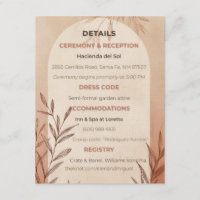 English Wedding Details Card Terracotta Arch