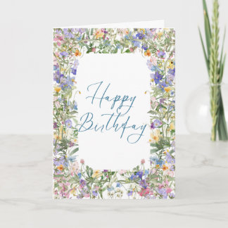 English wild meadow Flowers Birthday Card