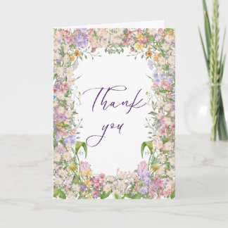 English wild meadow Flowers Thank You Card