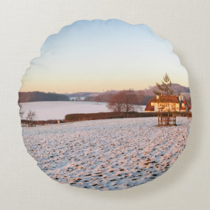 English Winter Sunset - Personalised Round Cushion