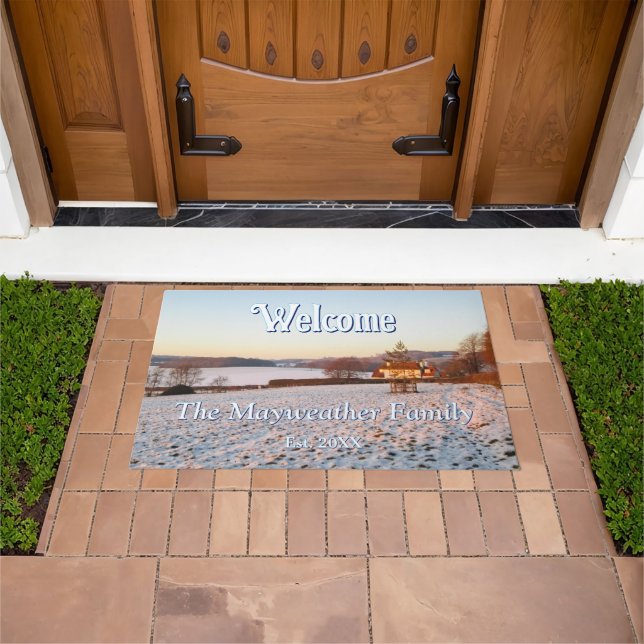 English Winter Sunset - Personalized Doormat (Outdoor)
