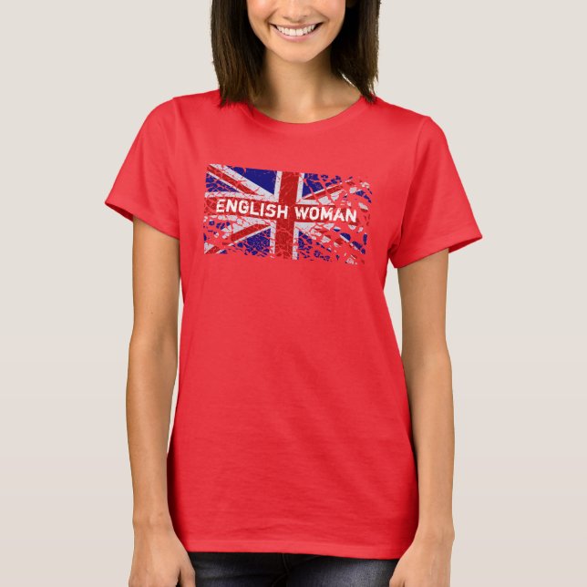 English Woman + Peeling Paint Union Jack Flag T-Shirt (Front)