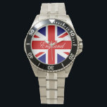 English wrist watches with Union Jack flag<br><div class="desc">English wrist watches with Union Jack flag. Personalise with your own British text or name. Cheapest gift idea for Britain's national and royal events. English flag colours; red white and blue.</div>