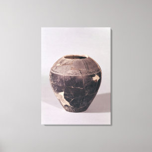 Engobe vase decorated with undulating lines canvas print
