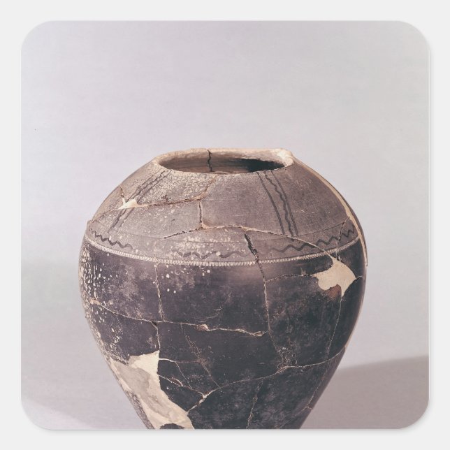 Engobe vase decorated with undulating lines square sticker (Front)