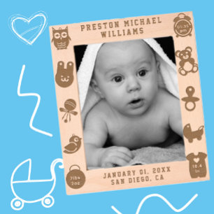 Engraved Baby Birth Stats Personal Picture Frame