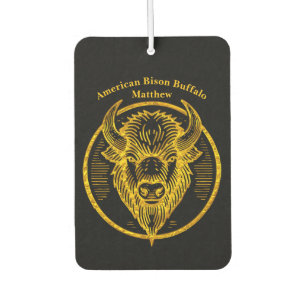 Engraved Bison Buffalo Head in Circular Design Car Air Freshener