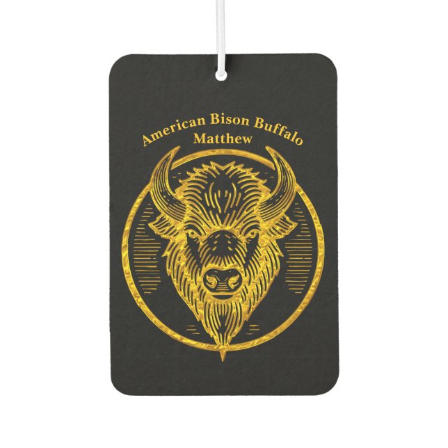 Engraved Bison Buffalo Head in Circular Design Car Air Freshener (Front)