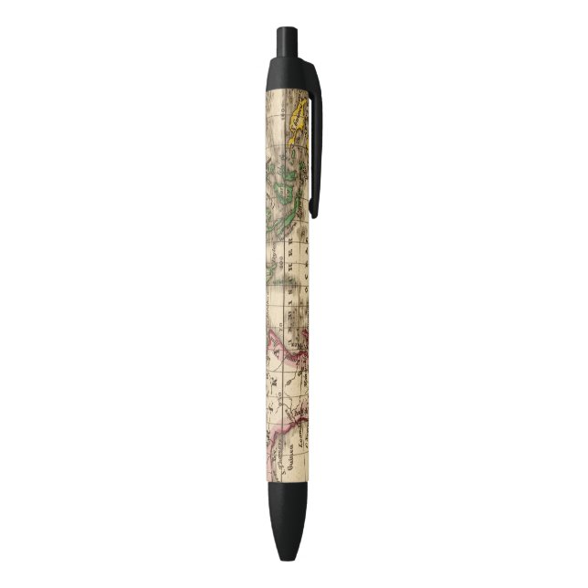 Engraved Eastern Hemisphere Map Black Ink Pen (Bottom (Vertical))