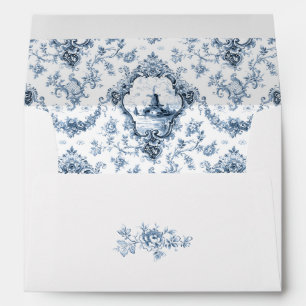 Engraved Floral Toile w/Windmill & Boats-Blue Envelope