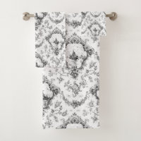 Engraved Floral Toile w/Windmill & Boats-Grey
