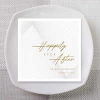 Engraved Gold Script Geometric Wedding