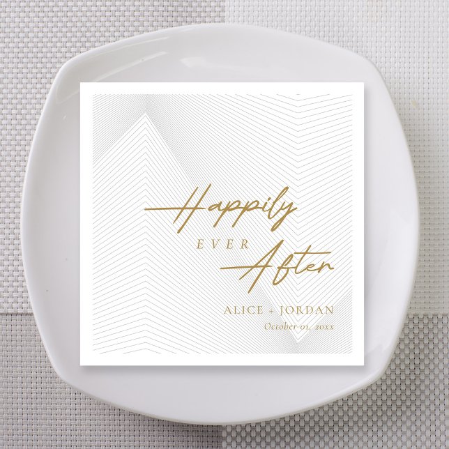 Engraved Gold Script Geometric Wedding Napkin (Engraved gold script geometric wedding napkins)