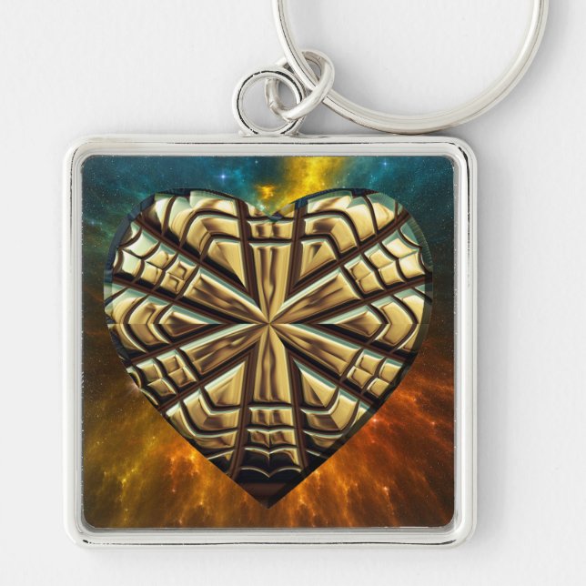 Engraved Heart 1 Keychain (Front)