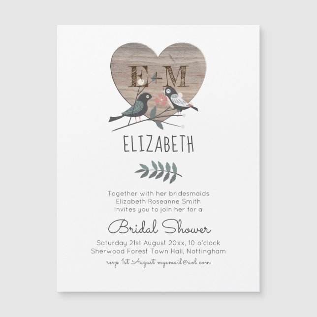 Engraved Heart Woodland Wedding Bridal Shower (Front)