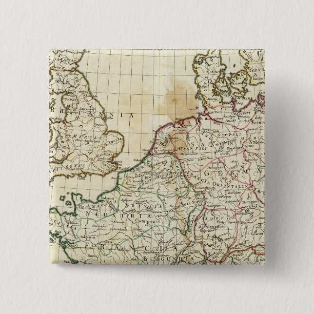 Engraved Map of Europe 15 Cm Square Badge (Front)