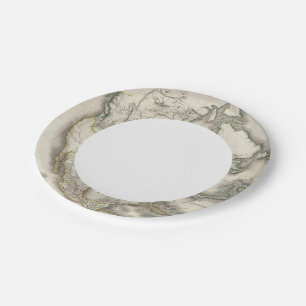 Engraved Map of North America Paper Plate