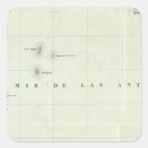 Engraved Map of Panama Square Sticker