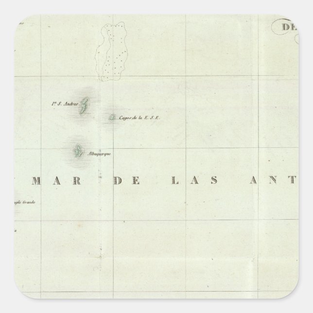 Engraved Map of Panama Square Sticker (Front)