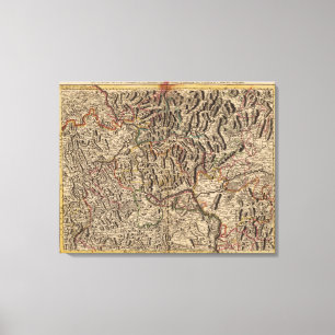 Engraved map of Rhine River Valley Canvas Print