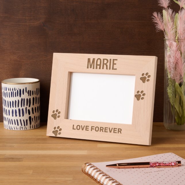 Engraved Paw Prints Pet Memorial Photo Frame  (Left)