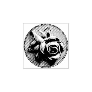 Engraved Rose Rubber Stamp