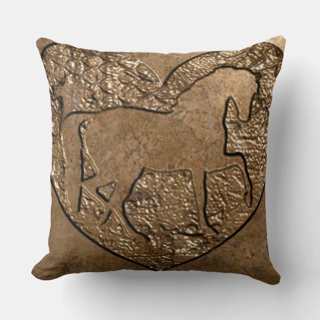 Engraved Silhouetted Horse Cushion (Front)