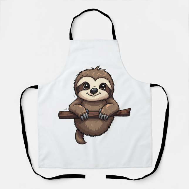 Engraved Sloth Tee Vintage Animal Art (2) Apron (Front)
