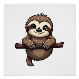 Engraved Sloth Tee Vintage Animal Art (2) Poster