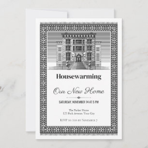 Engraved Townhouse Housewarming Party Invitation