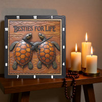 Engraved Turtle Pair Brown Monotone