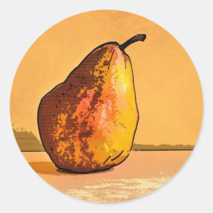 Engraved Watercolor Pear Art Stickers
