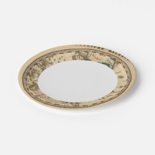 Engraved Western Hemisphere Map Paper Plate