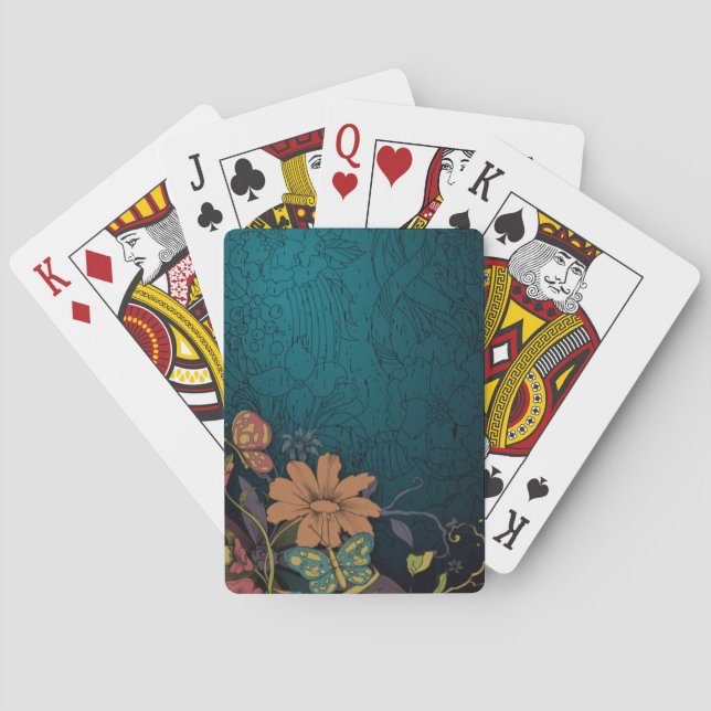 Engraved Wildflowers Playing Cards (Back)