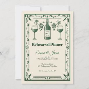 Engraved Wine Bottle Rehearsal Dinner Invitation