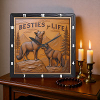 Engraved Wolf Pair Mountain Pine