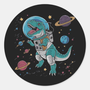 Engraving cool dude in special space suit dino t-r classic round sticker